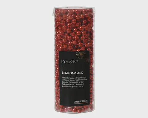 BEAD GARLAND SHINY CHRISTMAS RED 10MT
