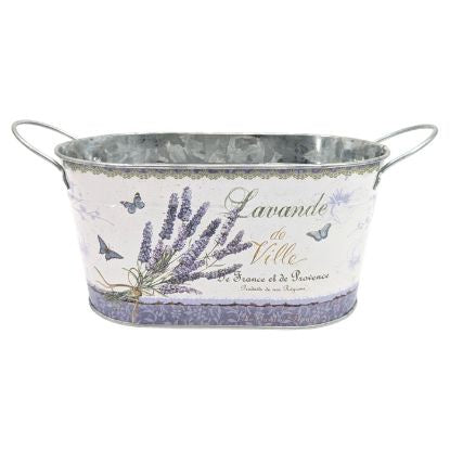 LAVENDER OVAL 22CM METAL PLANTER