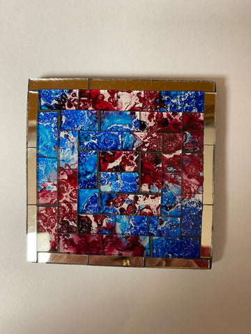 MOSAIC COASTER LIGHT BLUE/DARK RED