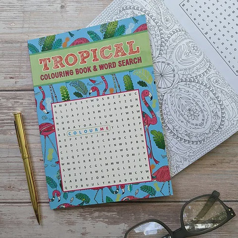 ADULT COLOUR/WORD SEARCH TROPICAL