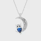 INEC4585 OWL AND MOON RHODIUM MONTANA NECKLACE