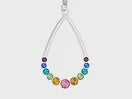 INEC4592 RHODIUM MULTI CRYSTAL TEARDROP NECKLACE