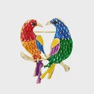 IBRO1259 GOLD DOUBLE PARROTS BRO0CH