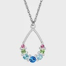 INEC4550 RHODIUM TEARDROP MULTI CRYSTAL NECKLACE