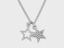 INEC4469 RHODIUM DOUBLE STAR NECKLACE