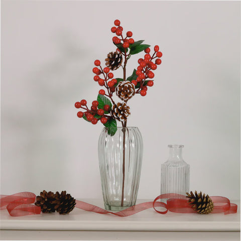 RED BERRIES WITH WHITE CONES SPRAY NO.79