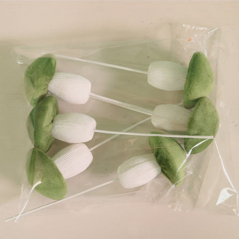 6 X VELVET TOUCH TOADSTOOLS ON PICK SAGE GREEN