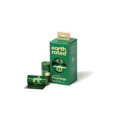 EARTH RATED POOP BAGS 120 ON 8 REFILL ROLLS UNSCENTED