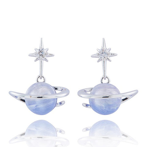 344445 CANDY SILVER PLATED MODERN PLANET EARRINGS