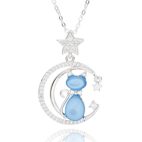349280 FURRY COMPANIONS CAT ON MOON SP NECKLACE