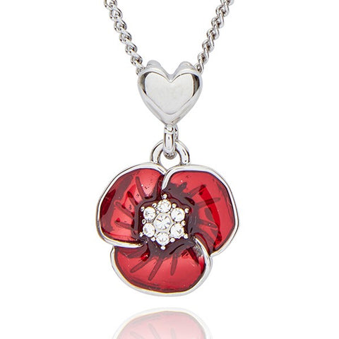 349490 SUSPENDED POPPY HEART NECKLACE