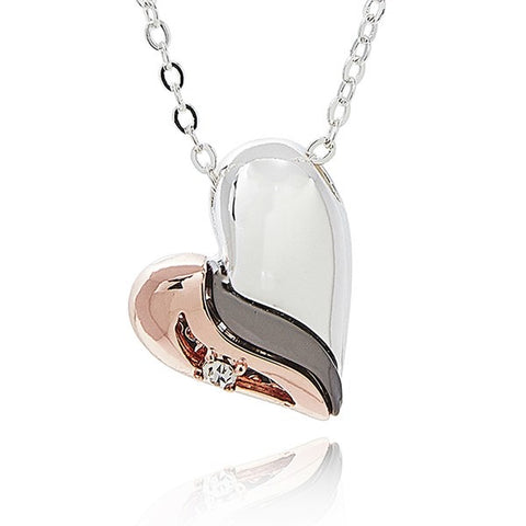 354283 MIXED METAL GLAM HEART NECKLACE