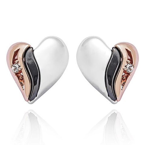 354284 MIXED METAL GLAM HEART EARRINGS