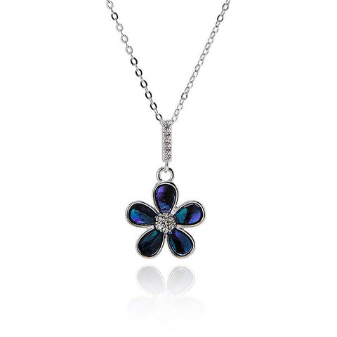 354308 PAUA SHELL PRETTY FLOWER S/P NECKLACE
