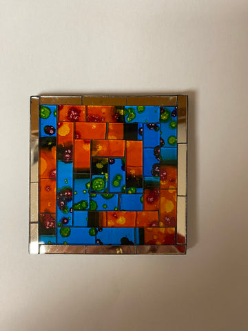 MOSAIC COASTER ORANGE AND BLUES