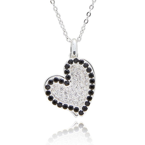 359089 MONOCHROME TWIN HEARTS SP NECKLACE