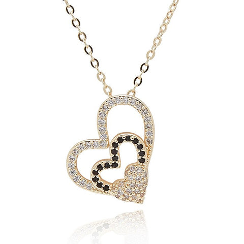 359098 MONOCHROME TRIPLE HEARTS GP NECKLACE