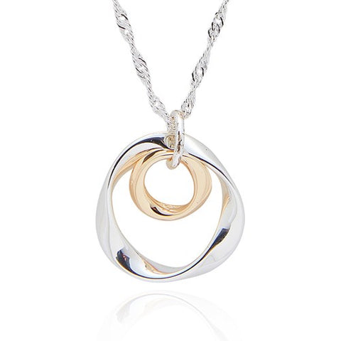 359145 TWISTED BLISS TWO TONE TWIST CIRCLES NECKLACE