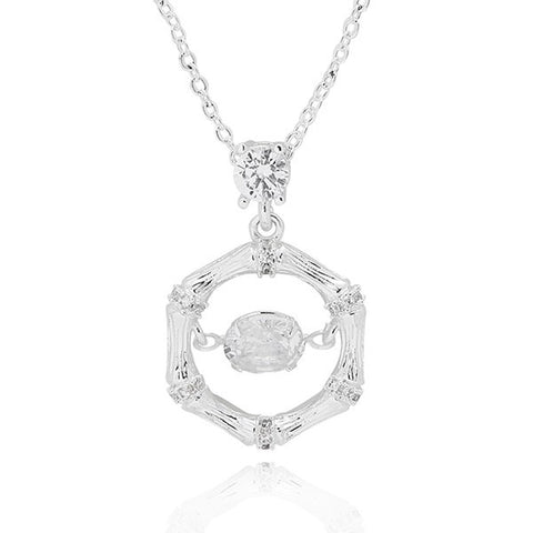 359170 BAMBOO MOVING CRYSTAL S/P NECKLACE