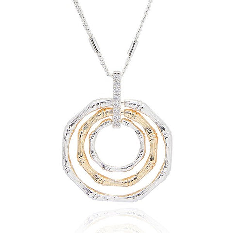 359187 BAMBOO CIRCLES TWO TONE NECKLACE