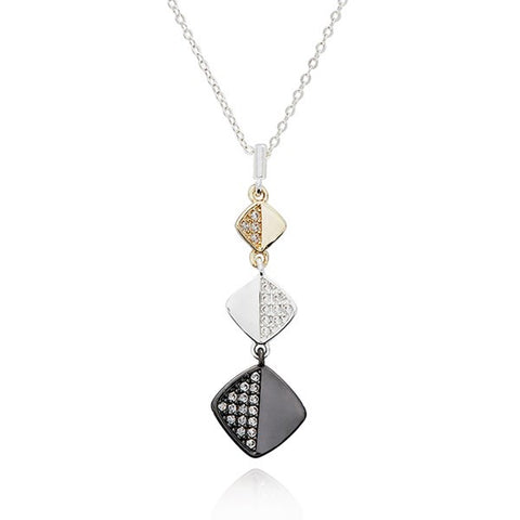 359270 MIXED METAL THREE DROPS NECKLACE