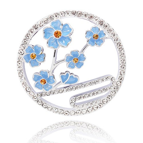 359434 FORGET ME NOT SPARKLE CIRCLE SILVER PLATED BROOCH
