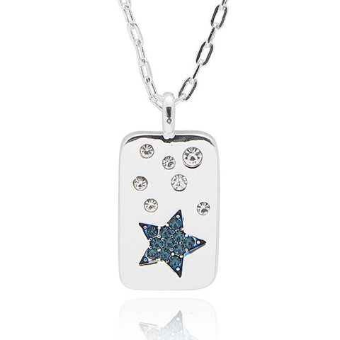 359460 LUXE TAG MIDNIGHT STAR SILVER PLATED NECKLACE