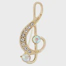 IBRO1221 GOLD CRYSTAL TREBLE CLEF BROOCH