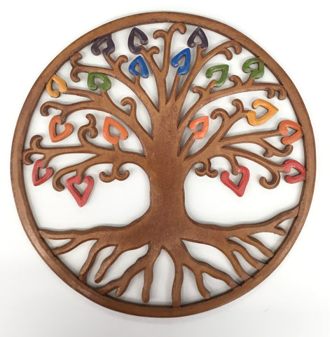 COLOURED TREE OF LIFE WITH ROOTS PLAQUE 40CMS