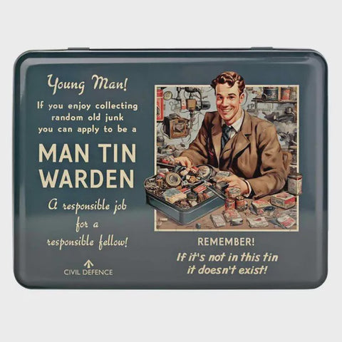 CIVIL DEFENCE YOUNG MAN TIN