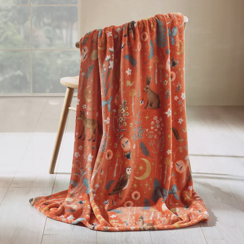 ENCHANTED TWILIGHT THROW BURNT ORANGE 130X170CMS