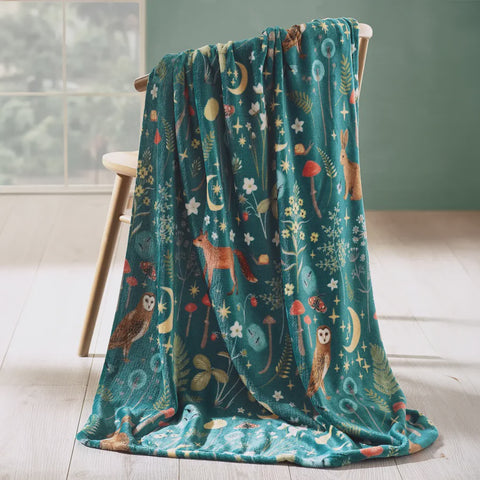ENCHANTED TWILIGHT THROW FOREST GREEN 130X170CMS