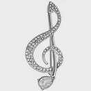 IBRO1170 RHODIUM CRYSTAL MUSIC TREBLE CLEF BROOCH