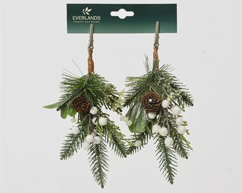2 X GLITTER PICK WOODEN BALLS PINECONES AND  EUCALYPTUS