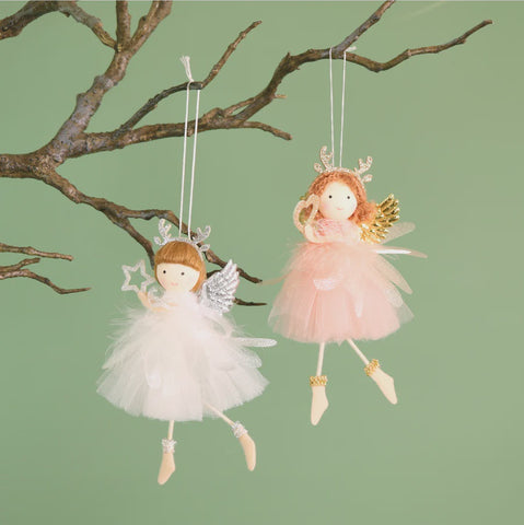 FESTIVE HANGING FAIRY PINK/WHITE