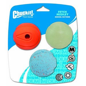 CHUCKIT FETCH MEDLEY 3PCS MEDIUM GLOW BALL