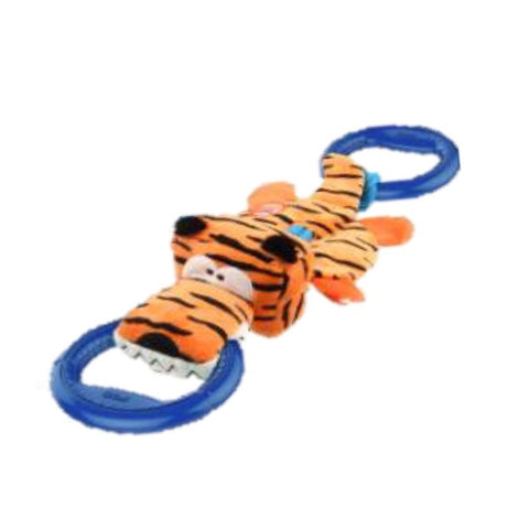 *GIGWI IRON GRIP TIGER PLUSH TUG TOY WITH HANDLE