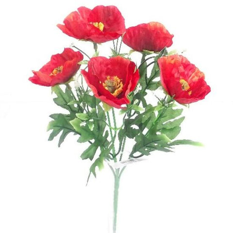 RED POPPY BUSH 28CM