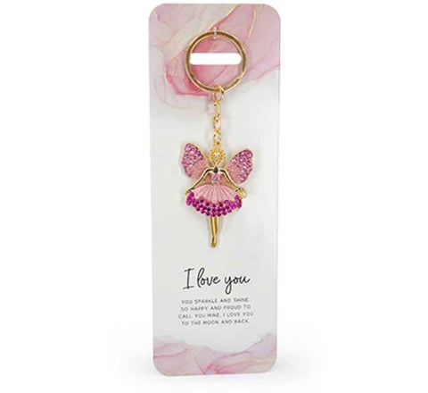 KEYRING PINK ANGEL - I LOVE YOU
