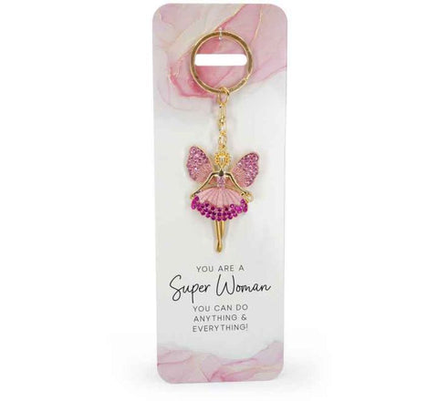 KEYRING PINK ANGEL - YOU ARE A SUPER WOMAN