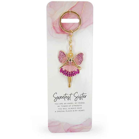 KEYRING PINK ANGEL - SWEETEST SISTER
