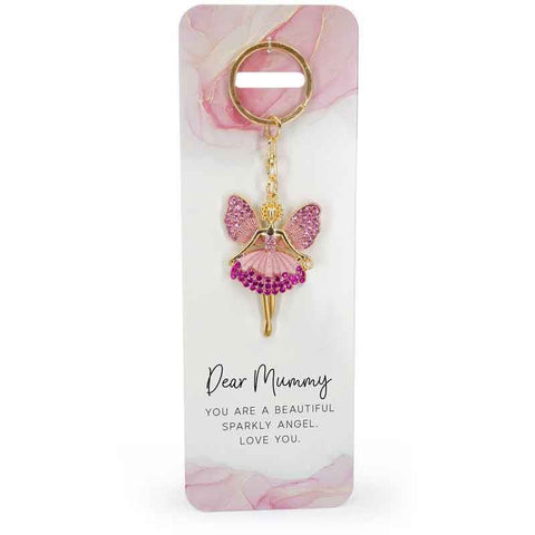 KEYRING PINK ANGEL - DEAR MUMMY