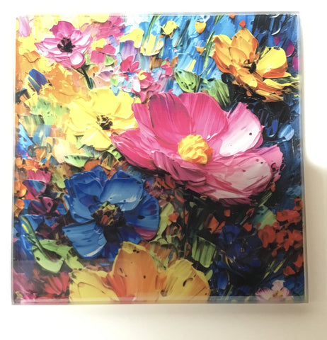 GLASS COASTER FLOWERS
