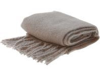 BEIGE PLAID THROW WITH TASSELS 152X127CM