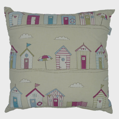 BEACH HUT CUSHION PINK