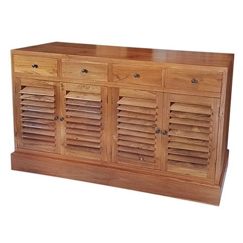 FLAT EDGE SPANISH LOUVRE 4 DOOR 4DRWS HONEY TEAK