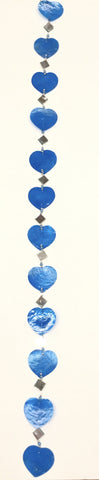 CAPIZ SHELL HANGER WITH MIRROR BLUE HEART