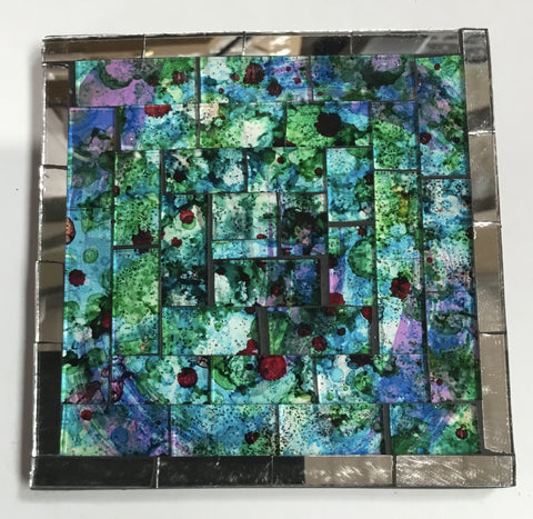 MOSAIC COASTER LIGHT BLUE AND GREEN