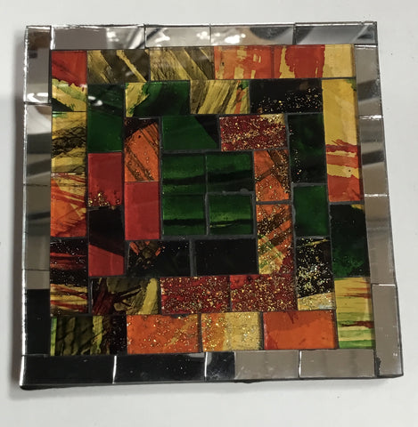 MOSAIC COASTER ORANGE AND GREEN