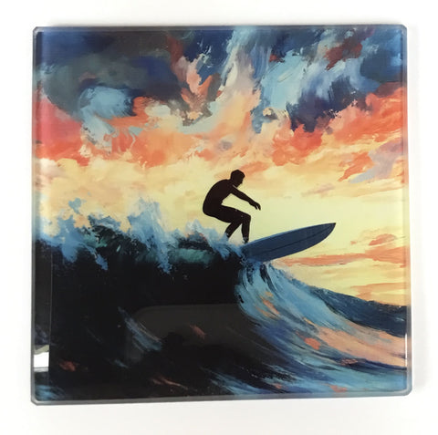 GLASS COASTER - SURFER